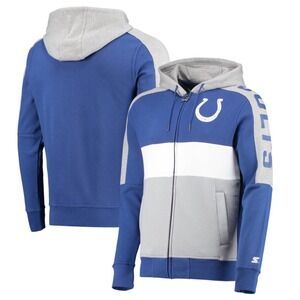 Starter Indianapolis Colts NFL Full Zip Hoodie Mens XL Blue Grey Colorblock NWT